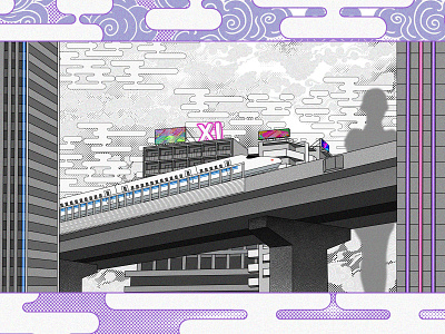 Train animation city details illustration kvachi scene shinkansen train vector
