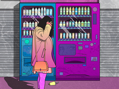 Cover illustration details details girl illustration kvachi street vector vector art vending machine