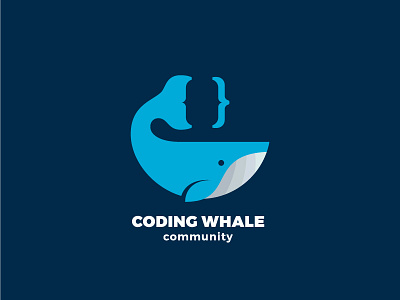 Coding Whale Logo braces branding coding design digital flat style illustration logo logotype mammal programming vector whale