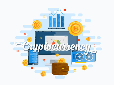 It's all about money :-) bitcoin crypto cryptocurrency design digital flat style illustration mining vector