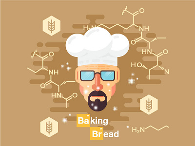 Heisenberg at work baking bread breaking breaking bad design digital flat style heisenberg illustration vector