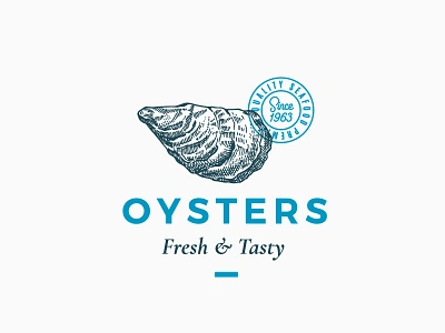 Fresh & Tasty Seafood branding design drawing illustration logo logotype oyster seafood sketch vector