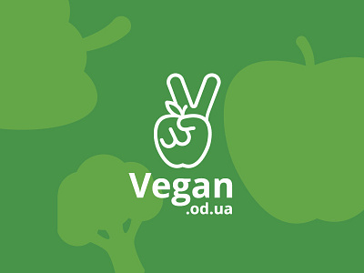 Vegan food delivery branding apple branding design fingers fruit green hand logo logotype vector vegan vegetables vegetarian veggies victory