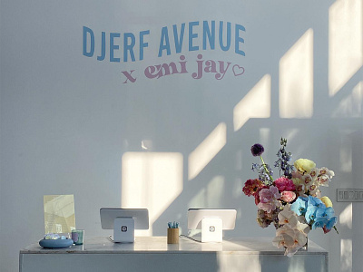 Djerf Avenue x Emi Jay Pop-Up Shop branding graphic design identity layout merchandising pop up shop