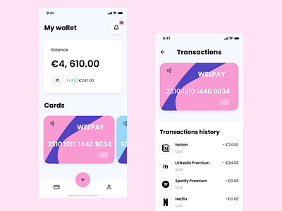 WeePay - Wallet app cards ui fintech ios mobile uiux wallet wallet ui