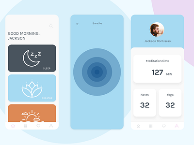 Feelite meditation app app design interaction meditation mobile ui ux