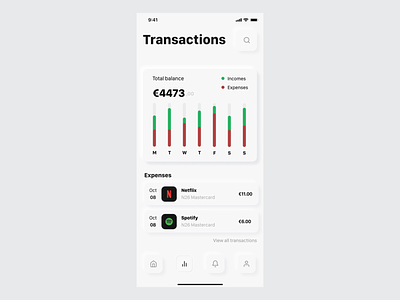 Transactions UI - Neumorphism app app design concept experience finacial finance fintech mobile neumorphism uidesign