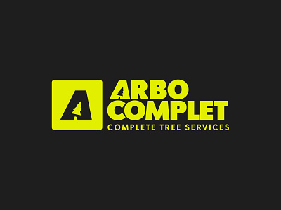 Arbocomplet full logo corpo logo montreal negative space pine quebec tafel tree typogaphy