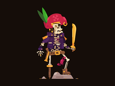 Pirate fish game illustration pirate skeleton vector