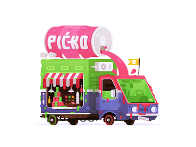 Pićko Van car colors food illustration soda truck van vector