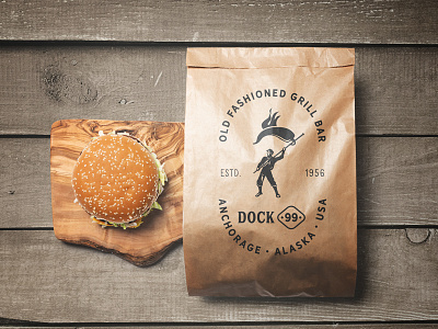 Dock 99 Paperbag alaska bar branding burger grill logo packaging paperbag