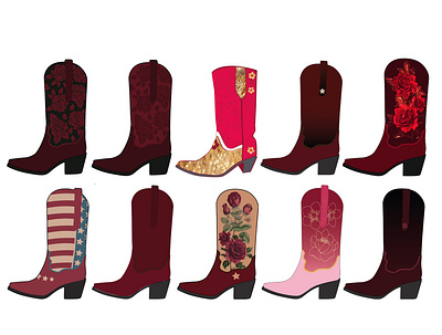 Cowgirl Princess - Cowgirl Boots Clipart cowboy cowgirl cowgirl boots cowgirl princess design graphic design illustration realistic textiles vector wallpaper