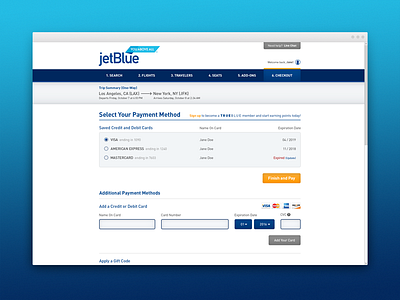 Daily UI 002 - jetBlue Credit Card Checkout 001 checkout dailyui jetblue