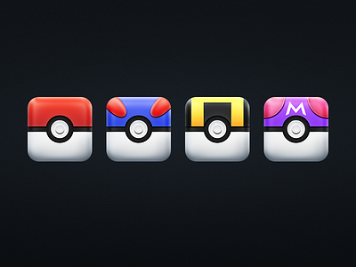 Daily UI 005 - Poké Ball App Icon Set 005 app childhood daily ui dailyui icon nintendo poke ball pokeball pokemon set