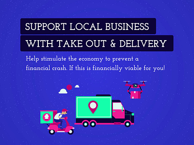 Support Local Business - COVID19 animation bike branding corona covid 19 covid19 delivery delivery truck drone flat icon illustration illustrator loop moped scooter sky takeaway truck vector