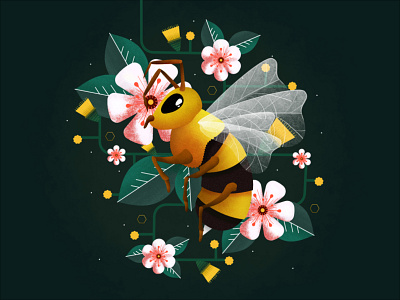 Bumbley Boo the Bee affinity affinitydesigner australian bee bug bumblebee design flower flowers honey bee icon illustration insect leaves plants vector vines