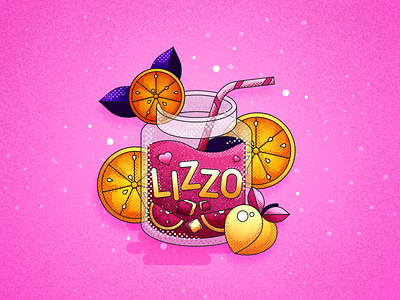 Blame it on my juice | LIZZO 2d affinity affinity designer design drinks flat halftone icon illustration illustrator juice lemon lizzo orange oranges peach straw texture typography vector