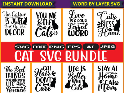 Cat svg bundle cat svg logo t shirt typorgrap vector