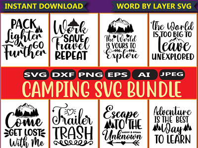 Camping svg bundle camping graphic design illustration t shirt