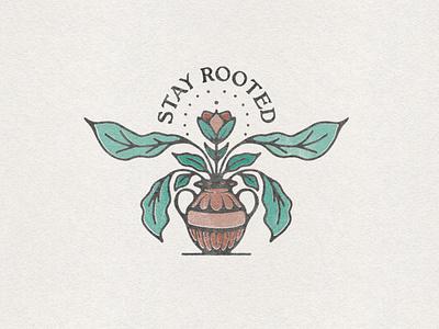 Stay Rooted aaron brink badge bible catholic christian distressed jesus leaves monsterra orthodox plant protestant reformed root rooted squamish vase