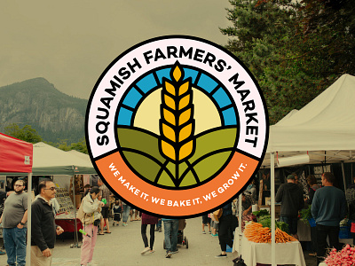Squamish Farmers Market Badge Idea badge farm farmers market logo sun wheat