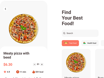 Pizza food delivery Component app buy clean delivery design design clean food graphic design illustration pizza typography ui ux
