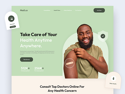 Medi.co Header 303anik anik ahmed branding design doctor health hospital hospital ui design landing page landing page design medical ui ui design ui ux ux design