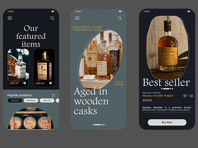 Whiskey Brand mobile app ui design