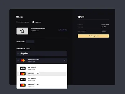Member portal payment page UI app branding design figma fitnessfranchise freelance graphic design ui