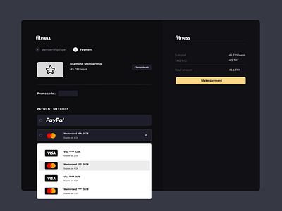 Member portal payment page UI