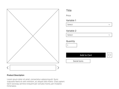 E-Commerce store product page wireframe