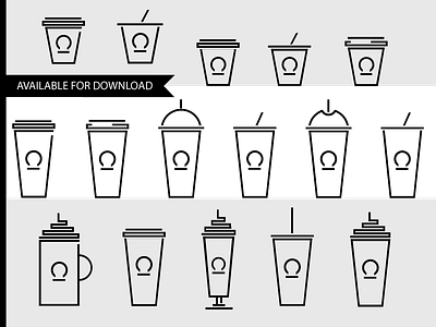 Set of Icons "Coffee Shop Drinks" coffee shop drinks freebie freebies icons set of icons