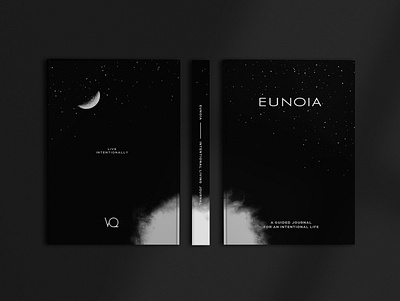 EUNOIA black book brand branding celestial design guided journal inspiration intentional living intentions journaling minimal moon notebook stars sun