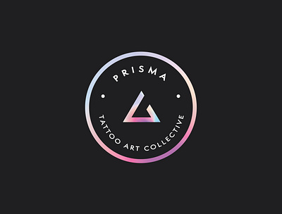 PRISMA BADGE badge brand brand identity branding design holographic icon identity inspiration iridescent logo minimal prism shop tattoo type typography