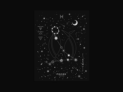 PISCES ZODIAC CONSTELLATION art print astrology celestial constellation design horoscope illustration inspiration pisces vector zodiac signs