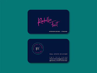 Rochellie Font Buisness Card Mockup brand identity branding business card interior design logo