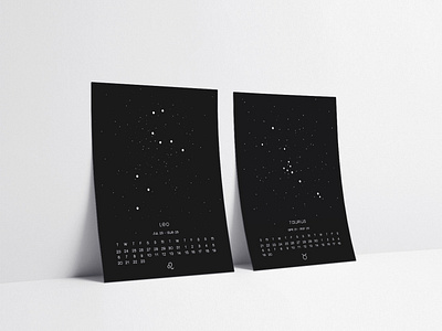 Zodiac Constellation Calendar black calendar constellation design illustration minimal stars zodiac