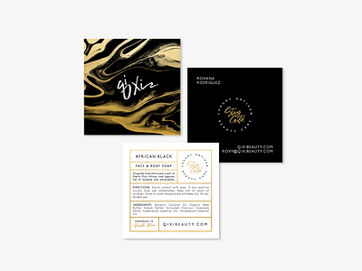 Business Card & Tag Design for Qi Xi badge black brand brand identity branding design gold gold foil icon identity inspiration logo marble mockup stationary textures typography