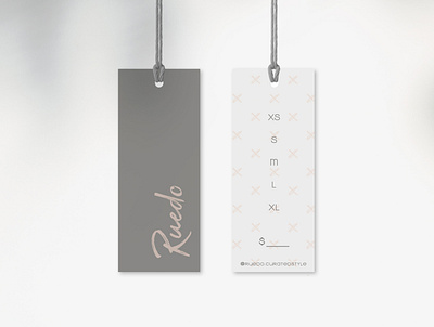 Ruedo Hang Tags brand brand identity branding design gray hang tags identity inspiration logo neutrals nudes stationary swing tags tags type typography