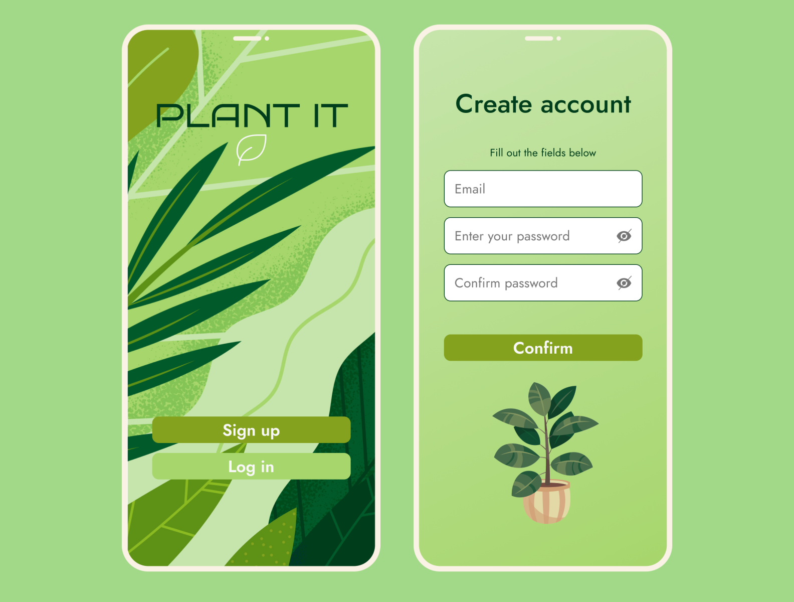 DailyUI Plant It Sing Up Screen by Daryna Niavchuk on Dribbble