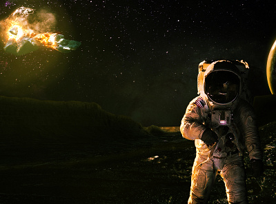 Astronaut in Space astronaut branding digital art explosion fantasy freelancer graphic design manipulation moon photoshop planets space sun wallpaper web design