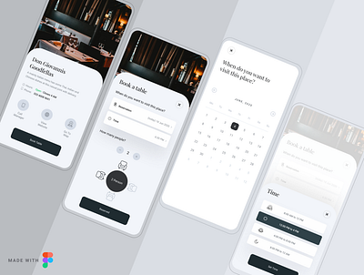 Restaurant Table Booking app design flat minimal ui ux