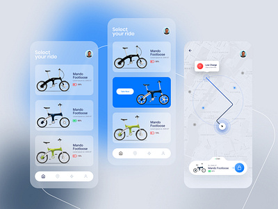 Ebike animation app design minimal ui ux