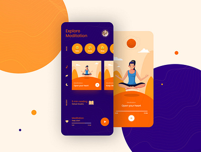 Meditation Screen app design icon illustration minimal ui ux vector