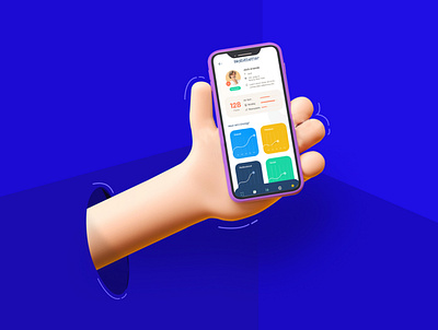 3D Hand 3d app design minimal ui ux