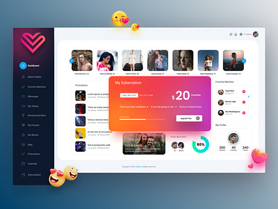 Dating Dashboard dashboad dating design love minimal ui ux web website