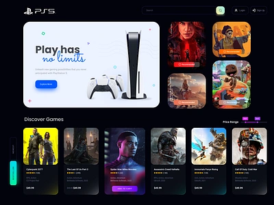 PS5 Store play station 5 ps5 store ui ux web