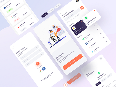 Find Jobs App app design illustration job portal jobs minimal ui ux vector web website