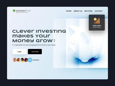 Investors Bank Header bank banner design hero header investment minimal money ui ux web website