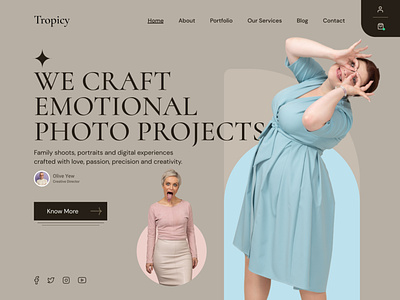 Tropicy Header banner design emotion face fashion header hero banner human minimal photography ui ux web